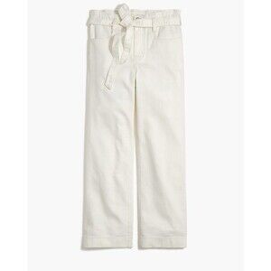 J. Crew Jeans Womens 34P White Wide Leg Cropped Paperbag High‎ Rise Belt Denim